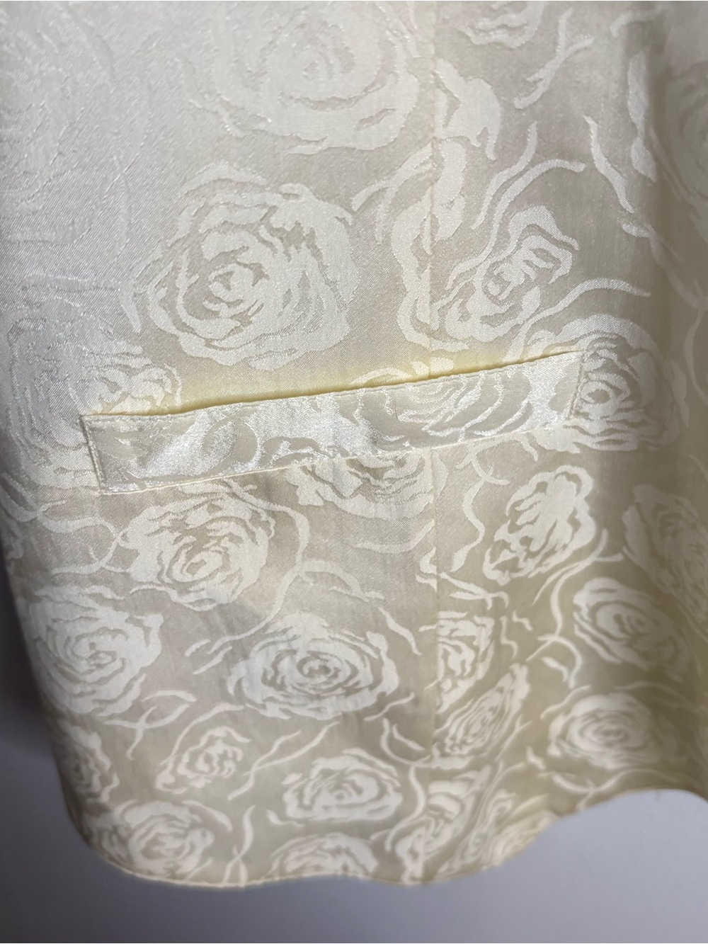Vintage Anna & Frank Sz M Ivory Floral Brocade Silk V-Neck Vest Button Boho - Picture 2 of 6